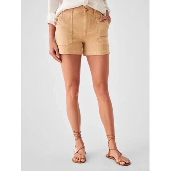 Faherty Stretch Surplus Shorts Womens Size 28 Tan Khaki Retails New @ $128 - Picture 2 of 13